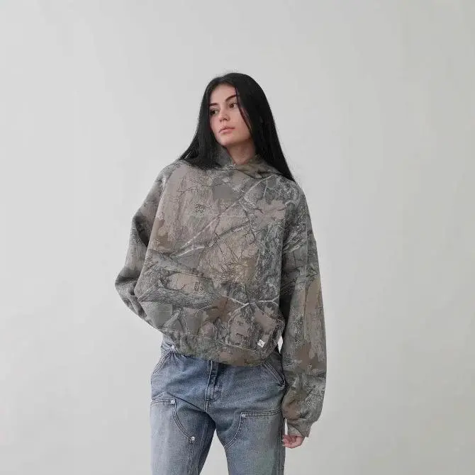 Women's Camouflage Print Hooded Pullover - American Retro Street Hip-Hop Loose Fit, Couple-Style Design (Suitable for Men Too)