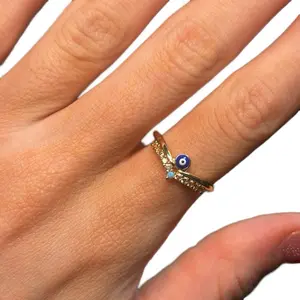 Gold Plated Evil Eye Wrap Ring