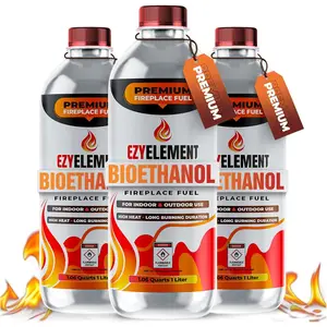3x1 Liter Cleaner-Burning Bioethanol Fuel for Tabletop Fireplaces & Fire Pits, Indoor Outdoor Decorative Ethanol Fireplace Fuel