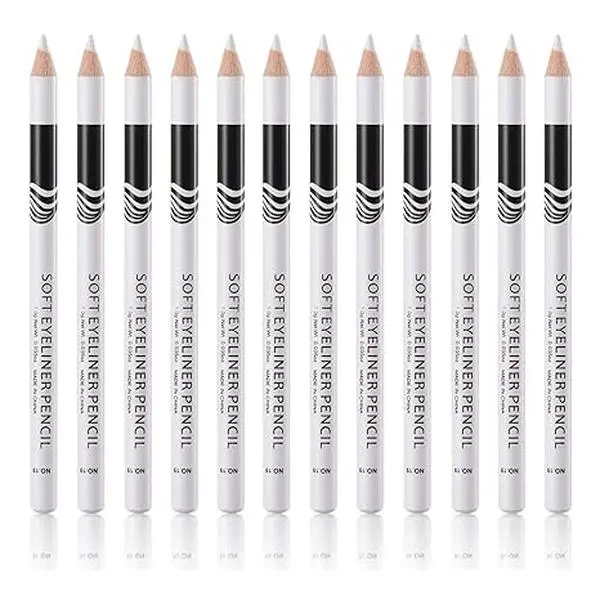 12 PCS White Eyebrow Eyeliner Pencils,White Eyeshadow Makeup Pen,Sweatproof Eye Highlighter Makeup Pencil,Long-lasting Nice Color Eye Brow Gel Pen,Brow Tint Sticks