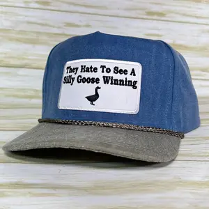 Silly Goose Hat - Blue Trucker Style with Snapback Closure, Humorous Design, Casual Wear Accessory for Any Day Use
