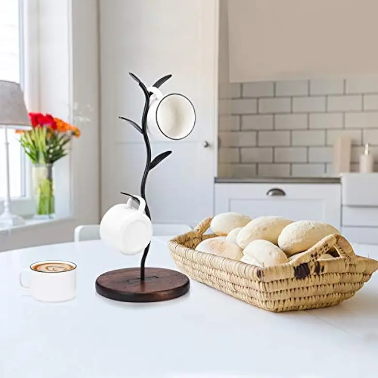 Coffee Mug Holder, Mug tree Countertop, Leaf Shaped Mug Tree for Counter, Coffee Tea Cup Mug Holder Stand for Countertop, Perfect Coffee Bar Accessory & Kitchen Home Organizer Racks