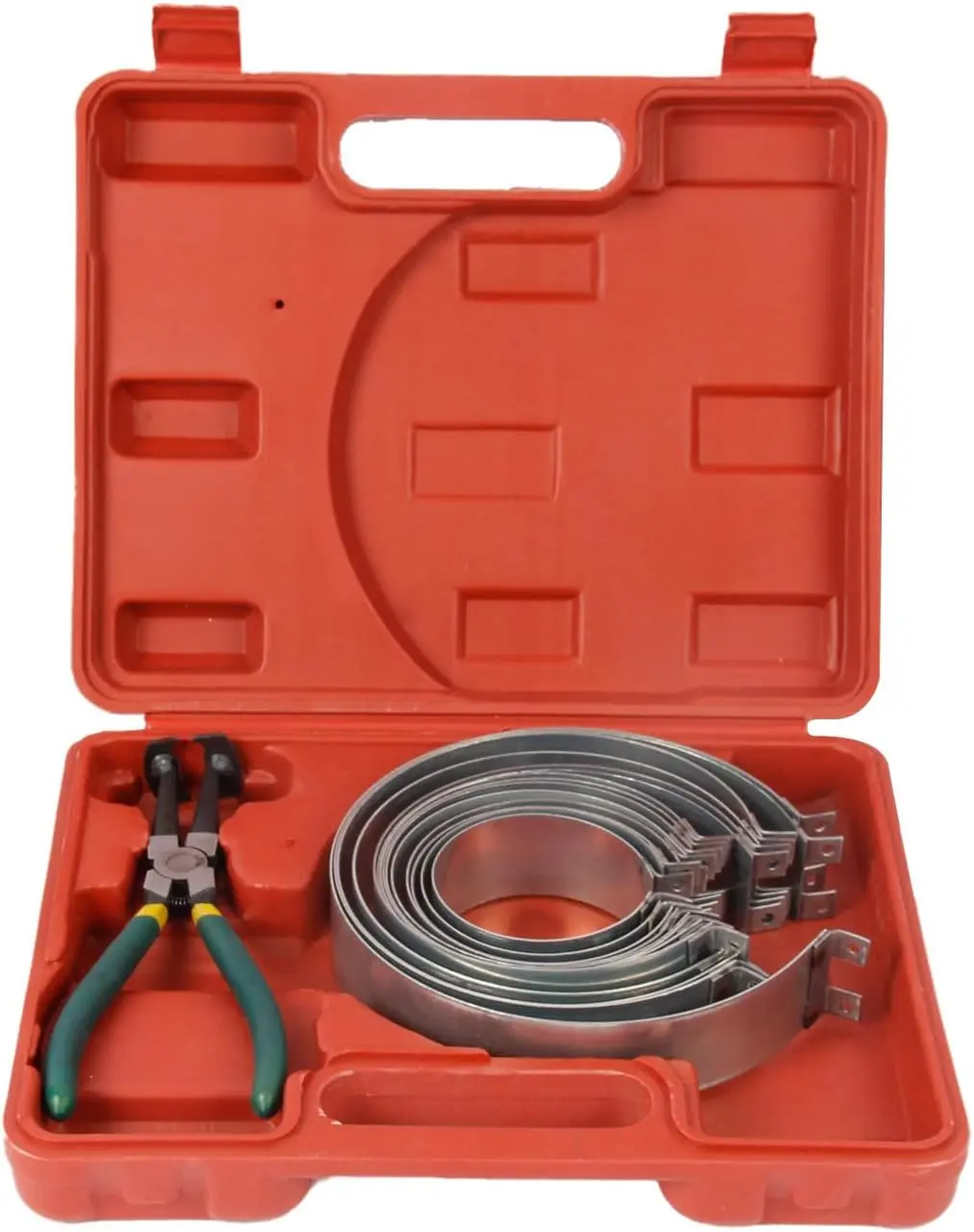 Piston Ring Compressor Tool, 14 Pcs Piston Rings & 1 Adjustable Installer Pliers for Repairing Car Truck Racing Automotive Engine (62-145mm/2.4-5.7inch), Carrying Box
