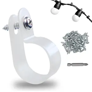 60 Pack 1/4 in Rope Light Clips p-Style Mounting Clips Plastic Cable Clamps for Wire Management(White-60p, 1/4)