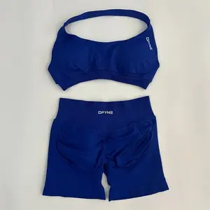 DFYNE Impact Bra & Short Set - Royal Blue High Performance Activewear for Women with Adjustable Straps Moisture Wicking Fabric Lightweight Minimalist Design Medium Support Versatile Workout Set
