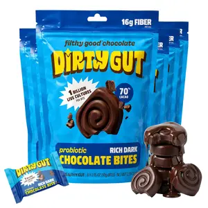 Rich Dark (6 Bags) - DIRTY GUT Probiotic Chocolate Bites - Gut Friendly, Sweet Treat, High in Fiber