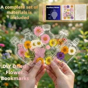 DIY Dried Flower Bookmark Kit  Complete Set with Tweezers, Stickers & Floral Materials Perfect Craft Gift,Bookmark Making Kit, Transparent Flower Bookmarks, Handmade Dried Flower Bookmark Kit , DIY Bookmark Kit