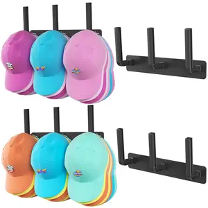 2-Pack Long Row Hat Organizers – Removable Wall/Door Hat Racks | Holds 30 Baseball Caps | Dual Mounting Options | Space-Saving Cap Hangers for Bedroom, Closet (Black)