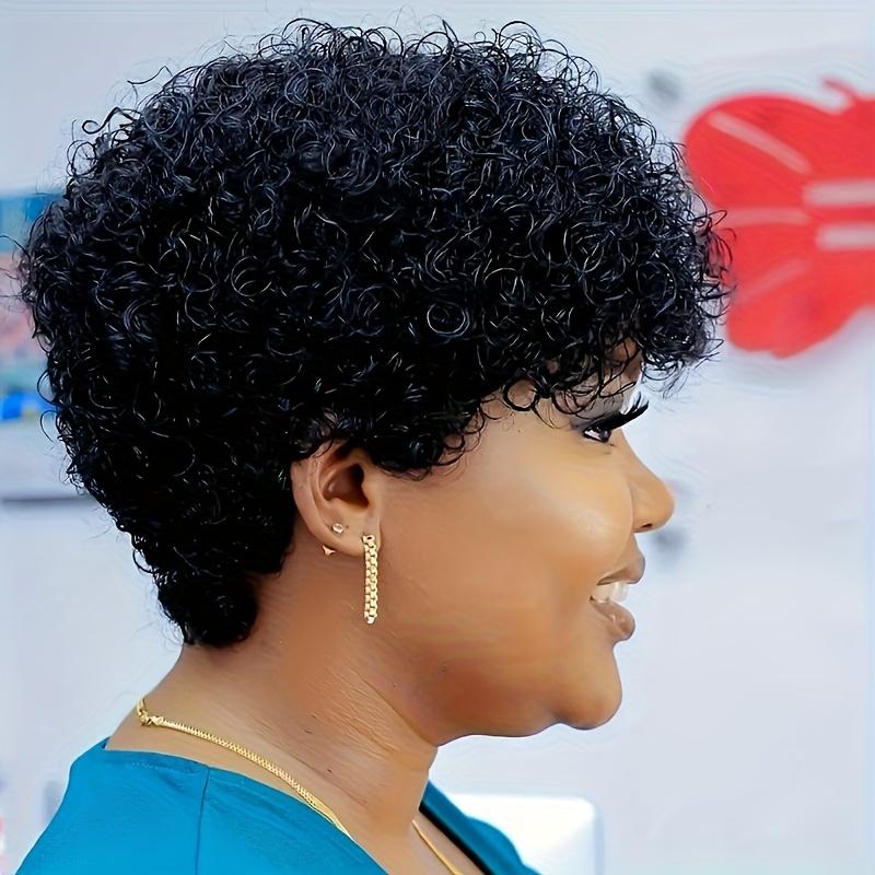 New 2025 Arrivals Brazilian Virgin Human Hair Short Curly Bob Wig for Women - Glueless Pixie Cut with 180% Density Afro Kinky Curls, Soft Breathable Layered Style, Rose Net Cap for All Ethnicities, Versatile Hair Wig |   Elegant Hair Style |   Glueless Wi