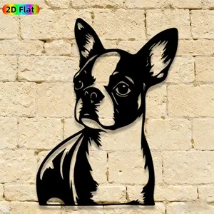 1pc Minimalist Boston Terrier Metal Wall Art, Minimalist Boston Terrier Statue Mural, Iron Craft, Perfect for Living Room, Garden, Zoo Corner Decor, Silhouette Wall Decor, Intricate Craftsmanship, Halloween Decor, Ideal Gift for Nature Lovers