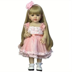 55cm life-like reborn baby girl doll, 1 count realistic girl doll with long hair, birthday gift for girls, winter kids gift, realistic baby dolls