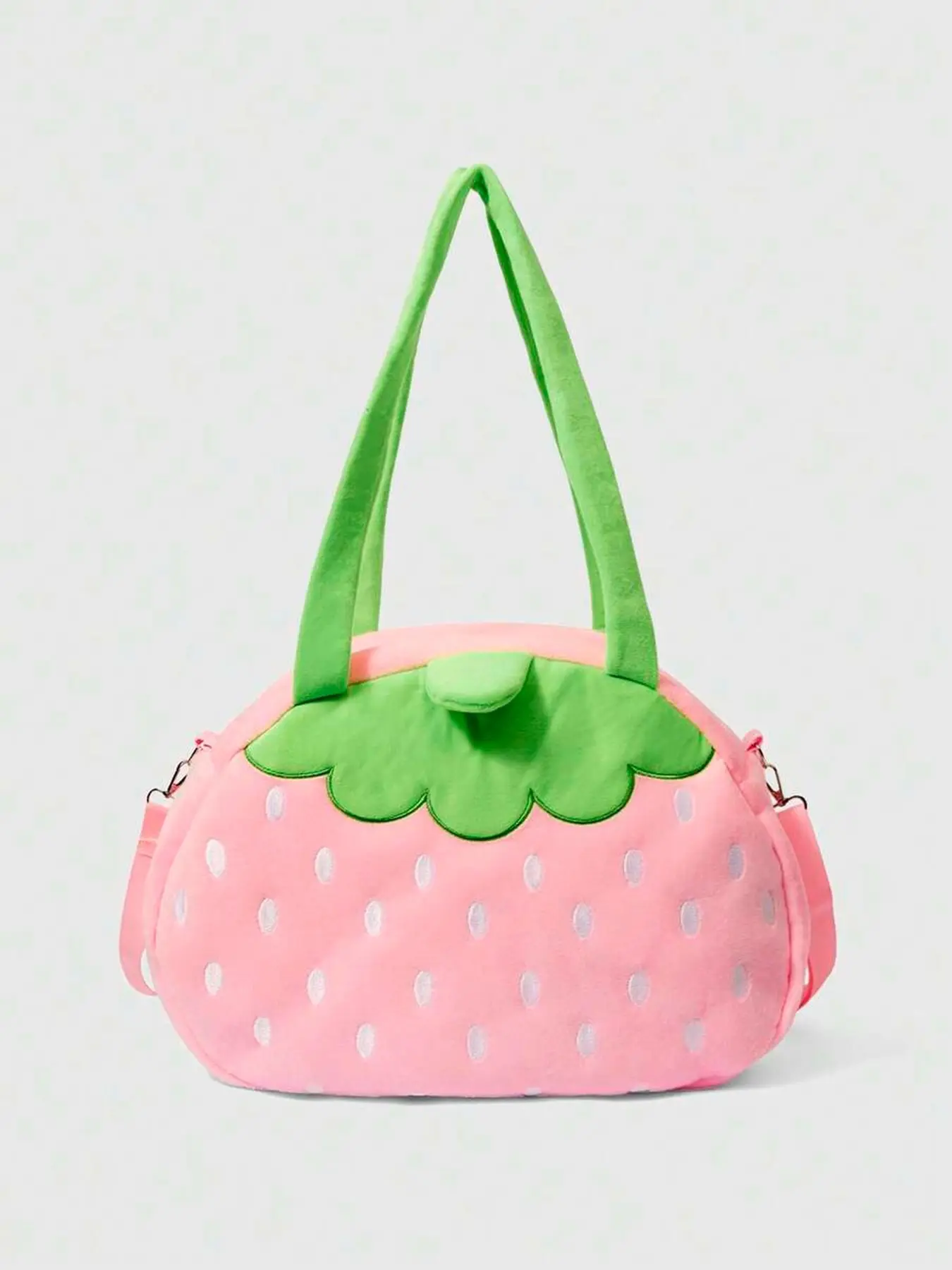 Sweet strawberry creative modeling plush one-shoulder portable tote bag, niche design fashion simple casual versatile shoulder bag, classic contrast cute commuter bag, stylish bag, Fashionable Patterned Bag, suitable for daily travel, shopping and dating.