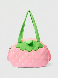 Niche creative fashion simple and casual versatile one-shoulder tote bag, Crossbody Tote Bag, classic strawberry plush bag, fresh and contrasting three-dimensional exquisite versatile suitable for daily commuting, shopping and dating, Casual Trendy Bag
