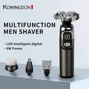 KOMINGDON Men’s 3-in-1 Wireless Electric Shaver, Magnetic 3-Blade Rotating Electric Shaver, Wet & Dry Use, Type‑C Rechargeable Multifunctional Rotating Shaver, IPX7 Waterproof Fast Charging Travel Trimmer Beauty Set — An ideal gift for him