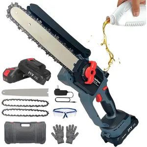 8 INCH Mini  Cordless, Brushless  Electric Chain  with 2x2.0Ah  & Quick Charger,Handheld Small Hand  with Auto Oiler for   Tree Trimming Branch
