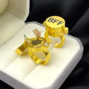 BFF Letter Spinner Rings – Anime-Inspired Secret Box Design, Adjustable Friendship Jewelry for Boys & Girls, Cute Gift for Besties