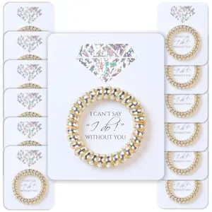 Set of 6 Bridesmaid Gifts, Spiral Hair Ties on Proposal Card, Perfect for Bridal Shower & Bachelorette Party Favors