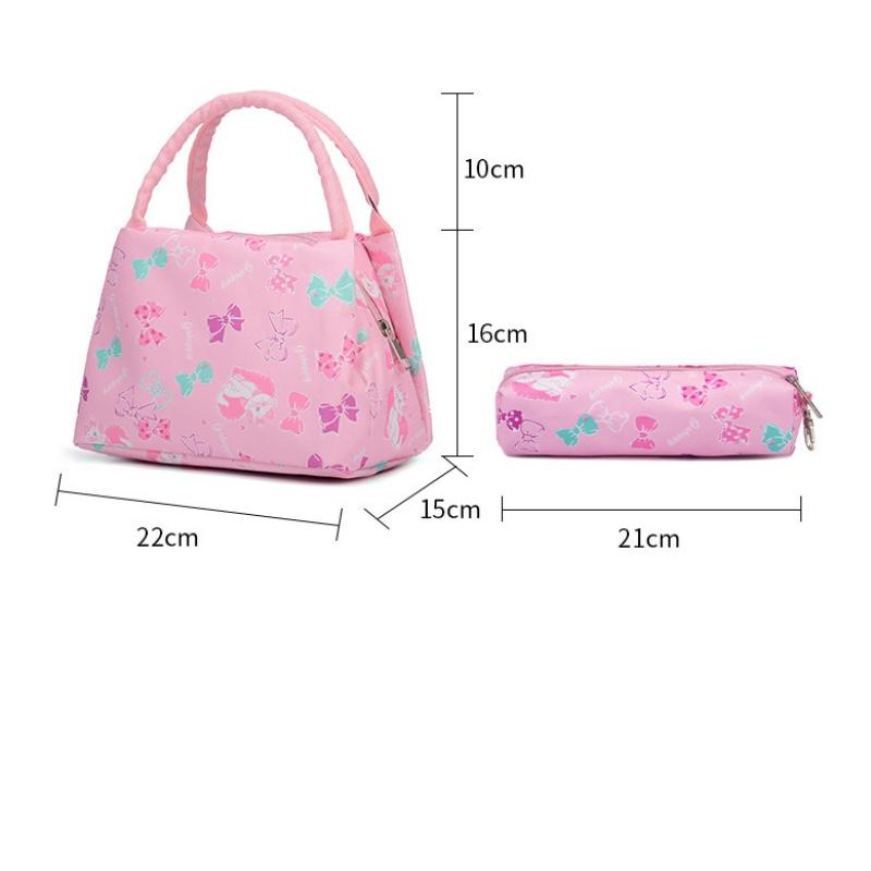 Cartoon Print Backpack Set 3 Piece School Bag with Lunch Bag and Pencil Case Casual Outdoor Backpack Set
