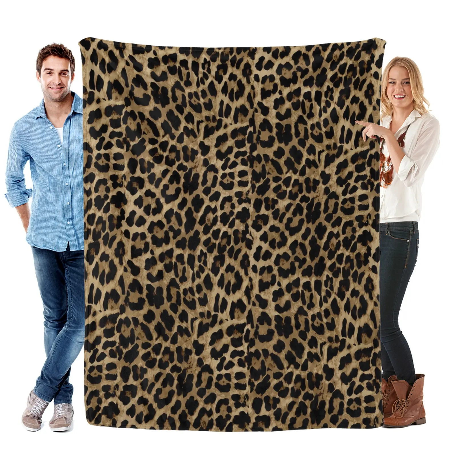 Leopard Print Flannel Throw Blanket, Super Soft & Cozy Cheetah Animal Pattern Fleece Blanket for Bed Sofa Couch, Trendy Y2K Aesthetic Home Decor Gift for Women