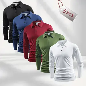 Men's Slim Fit Long Sleeve Polo Shirt Soft Stretchy Breathable Non-Wrinkled for Everyday Wear & Commuting