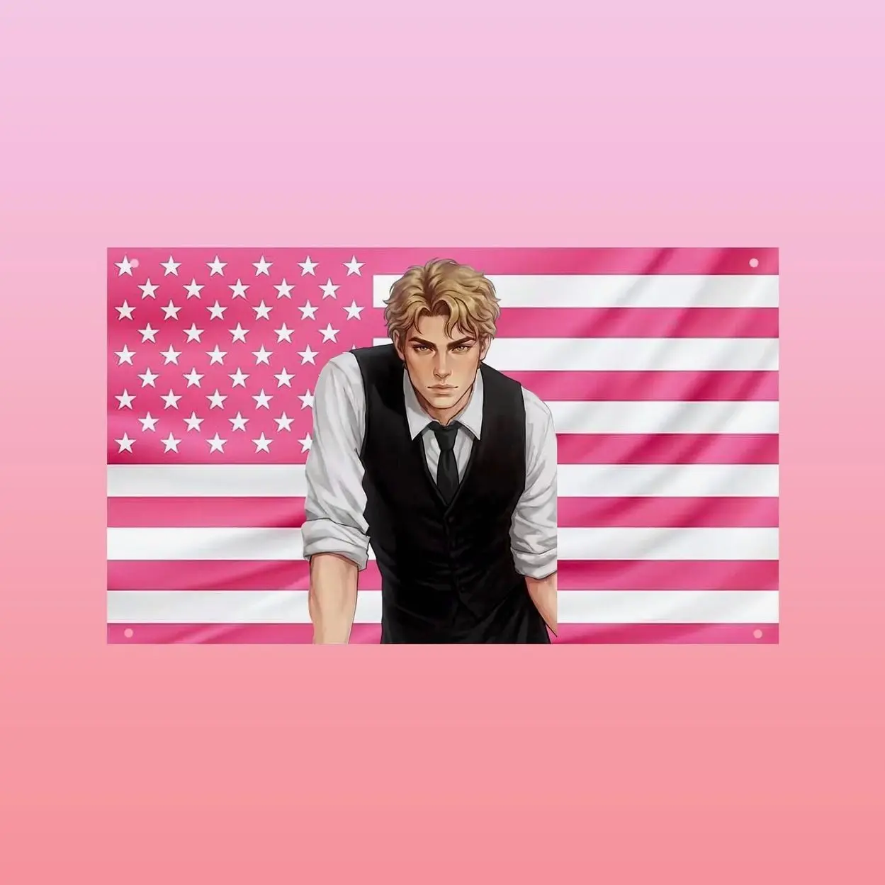 Aaron Warner Pink US Flag, Shatter Me Wall Tapestry, Hot Book Boyfriend Decor, BookTok Wall Flag, Reader Gift