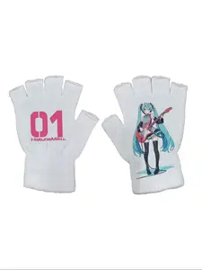 Punk Style Anime Pop Culture Cartoon Gloves, Streetwear Patchwork Print Warm Mittens, Slim-Fit All-Season Fashion Accessories for Men & Women