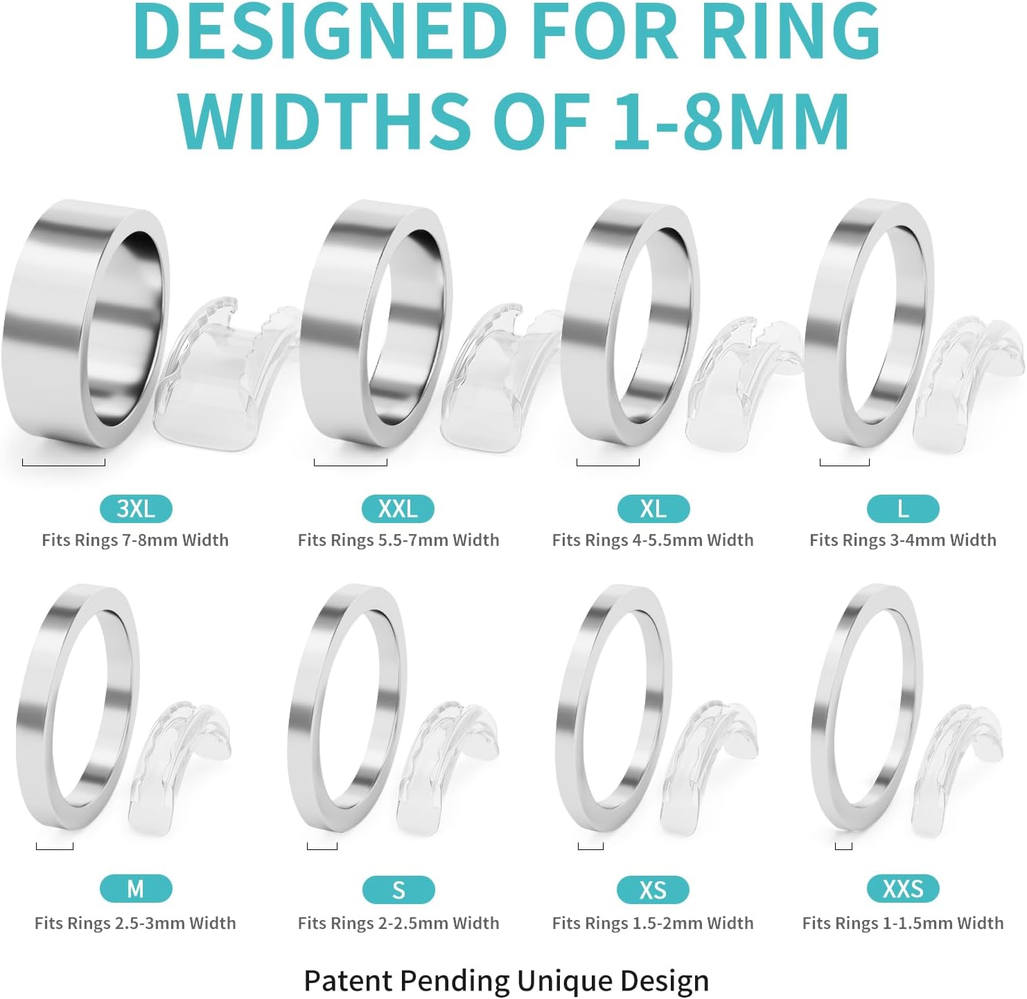 8 Sizes Invisible Ring Adjuster, Soft Silicone Ring Sizer for Loose Rings, Comfortable Ring Spacer Fits Most Women's & Men's Rings 8 Sizes Invisible Ring Adjuster, Soft Silicone Ring Sizer for Loose Rings, Comfortable Ring Spacer Fits Most Women's & Men's Rings