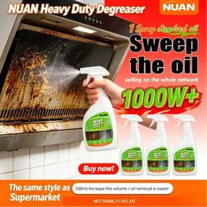 NUAN Heavy Duty Kitchen Degreaser Spray, Powerful Cleaner and Degreaser for Ovens, Stove Tops, Countertops and Appliances, 17.6 Fl Oz