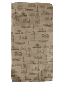 Sketch KC Khaki 12x24 Bartender Double-Sided Towels - Hand-drawn KC Landmarks & Geometric Pattern - Quick Drying Ultra-Absorbent Microfiber Towel For Kitchen & Bars