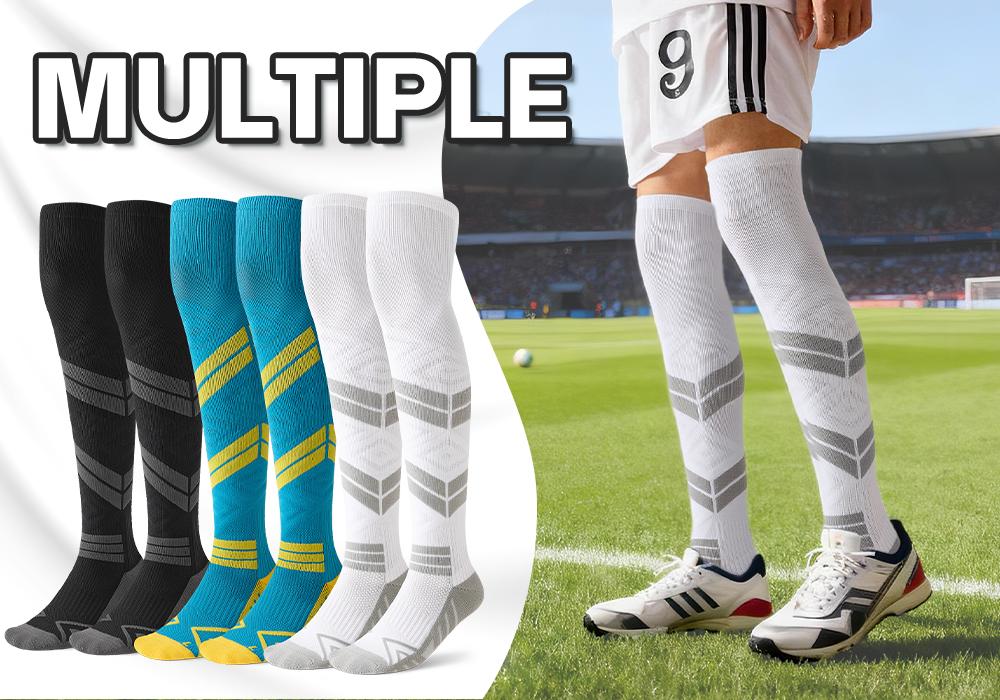Men’s professional soccer socks, 3-pack—not only offering professional anti-slip cushioning but also featuring sweat-wicking breathable mesh, plus sports socks with a moisture-absorbing towel sole for strong support and breathability.