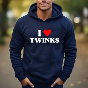 I Love Twinks I Heart Twinks Pullover Hoodie | Unisex Hooded Sweatshirt, Classic Fabric Menswear