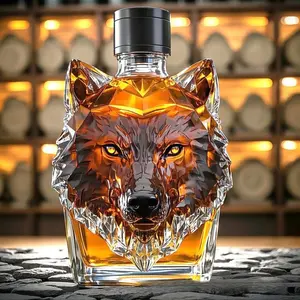 Creative Wolf Head Whiskey Decanter, High Borosilicate Glass Liquor Bottle, Unique Bar Gift for Vodka Whiskey, Elegant Aesthetic Design