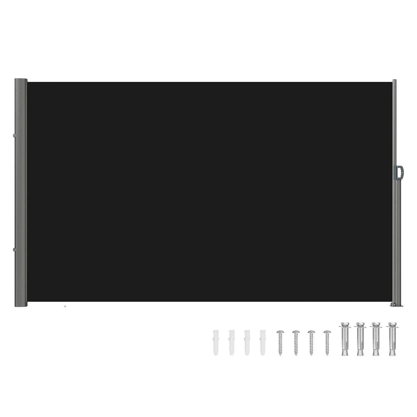 Retractable Side Awning, 71''x 118'' Aluminum Outdoor Privacy Screen, 280g Polyester Water-proof Retractable Patio Screen, UV 30+ Room Divider Wind Screen for Patio, Backyard, Balcony, Black