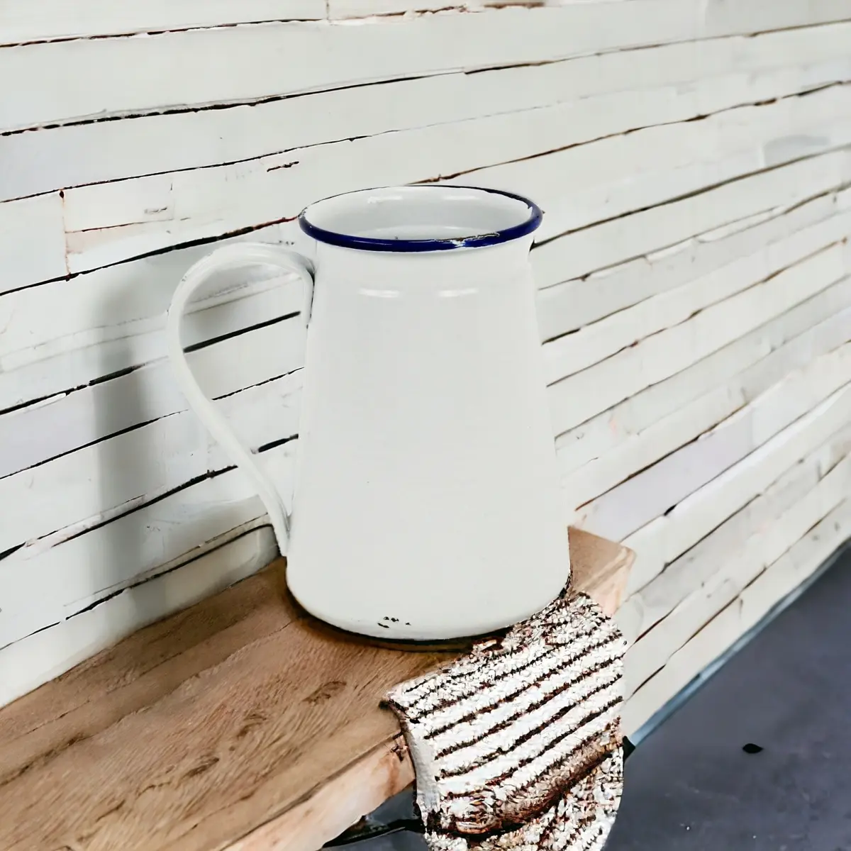 6 in. Metal Rustic Decorative Water Jug, White & Black