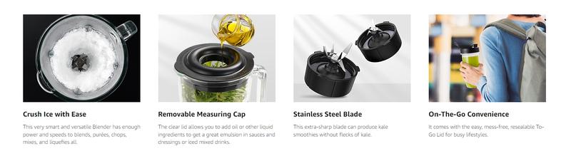 Professional Blender, 5 Functions Touchscreen Control Smoothie Blender for Smoothies,Frozen Drinks & Ice Cream, 1200W Countertop Blender with Travel Cup, , 52oz Glass Jar, for Ice Crushing/Sauce/Nut Butter/Soup