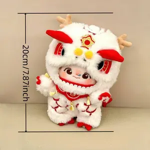 1pc Asian Costume Outfit - Traditional Chinese/Japanese/Korean Attire with Red & Cream Colors, Soft Plush Clothing for 8-Inch Dolls (7.87inch), Halloween Christmas Party Decorations, Cultural Display or Photo Shoot Props - Costume Only (No