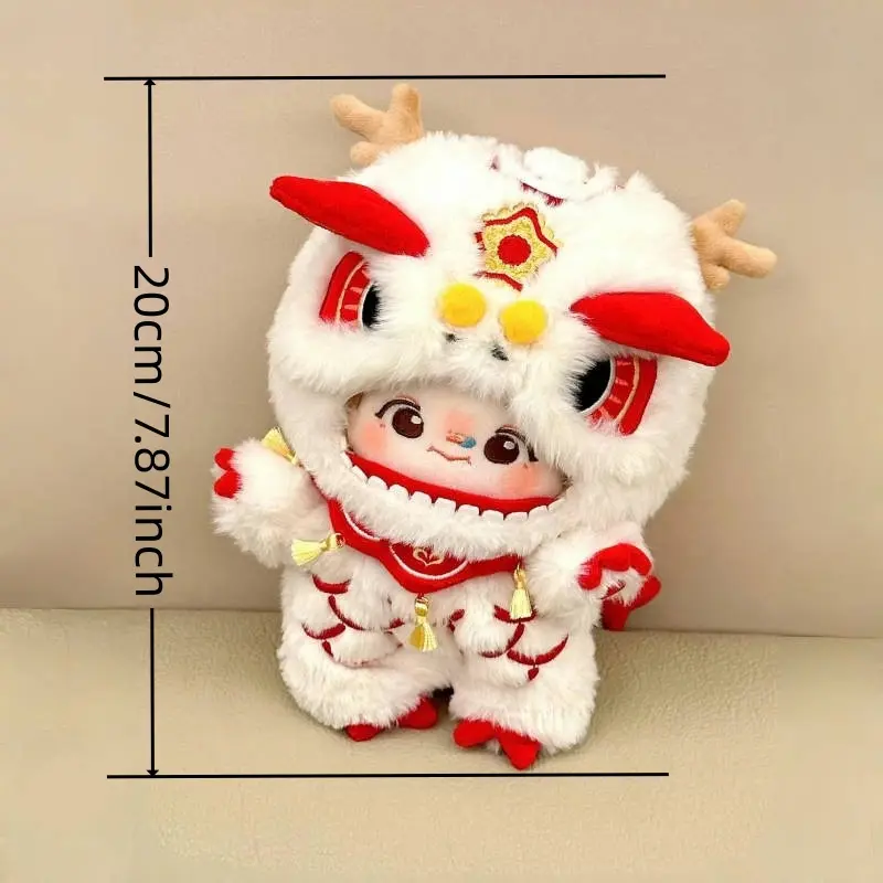 1pc Traditional Attire Doll Costume - Asian Chinese/Japanese/Korean Red & Cream Soft Plush Outfit for 7.87in 3 Years+ Dolls, Halloween Decor, Cultural Display Prop (Costume Only, No Accessories)