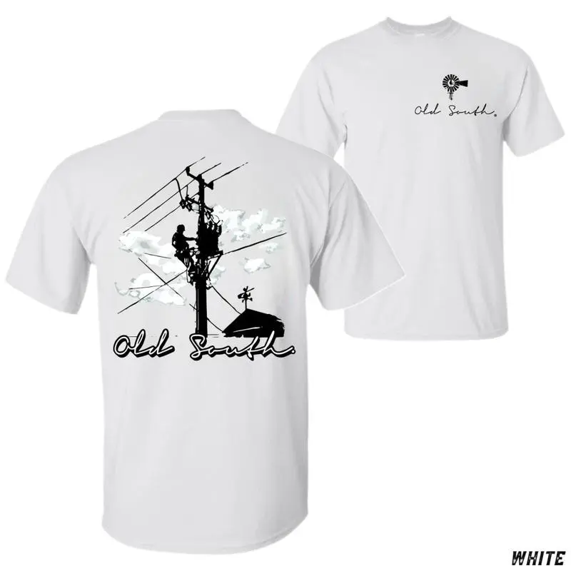 Old South Lineman T-Shirt – Utility Worker Power Line Graphic Tee, Southern Pride Work Shirt, Unisex Fit, Men Gifts, Streetwear Casual Menswear Tops Menswear shirts men