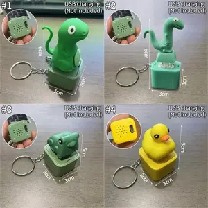 Lizard Frog Duck Button Keychain Decompression Toys Funny Lizard Sounds And Flash Effects Rechargeable Portable Stress  Toy