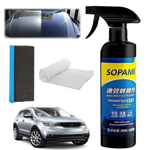 Sopami Car Coating Spray,Sopami Quick Effect Coating Agent,Quickly Coat Car Wax Spray,Sopami Car Scratch Wax Polish Spray Waterless Wash,Sopami Oil Film Emulsion Glass Cleaner (1 Pc+Sponge+Cloth)