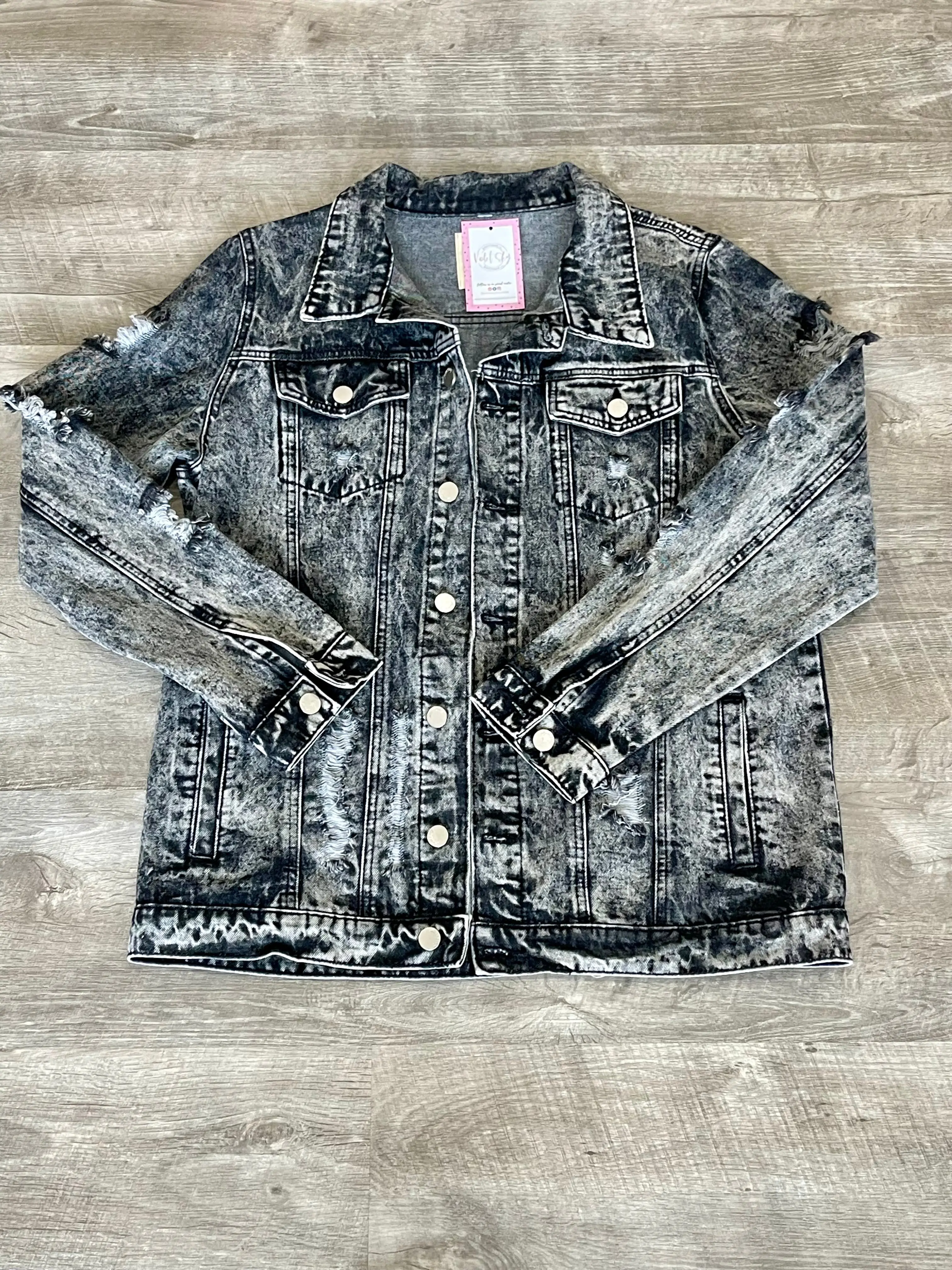 Distressed Charcoal Jean Jacket