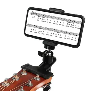 Phone Guitar Clip Stand Adjustable Smartphone Holder for Musicians Live Streaming & Practice Durable Stable Design Compact Easy Transport