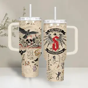 Shinedown Band Pattern  20oz/40oz Tumbler With Handle Rock Music Fan Cup Dark Music Lover Travel Mug, Insulated Cup With Straw, Rock Fan Gift