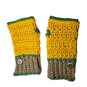 Crochet Sunflower Handwarmers - finglerless gloves for sweater weather