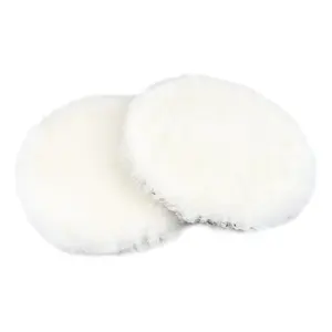 Lambswool Polishing Pads 6 inch Soft Sheepskin Buffing Pads with Hook and Loop Back Design Cutting Pad for Car, Furniture, Glass and So On