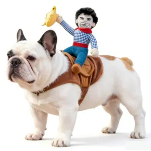 Cowboy Money Bag Pet Costume Outlaw Rider Pack for Dogs & Cats Plush Bandit Doll Ride-On Loot Sack 4 Sizes Photo-Ready Halloween Outfit Spooky Season Pet Parade Challenge dog clothes