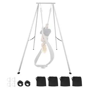 VEVOR Yoga Stand Frame, 9.6 ft Length Swing Stand, Max 551.2 lbs Load Triangular Structure Aerial Rig, Aerial Silk Stands for Yoga Enthusiasts, Non-Slip Base, Lightweight, Detachable Design