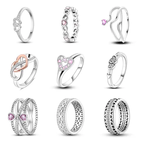MULA Infinite Love Collection - Elegant 925 Silver-plated Heart & Love Knot Rings for Women & Girls, Adorned with Sparkling Zirconia, A Timeless Gift for Loved Ones, Anniversary Ring, Elegant Everyday Ring