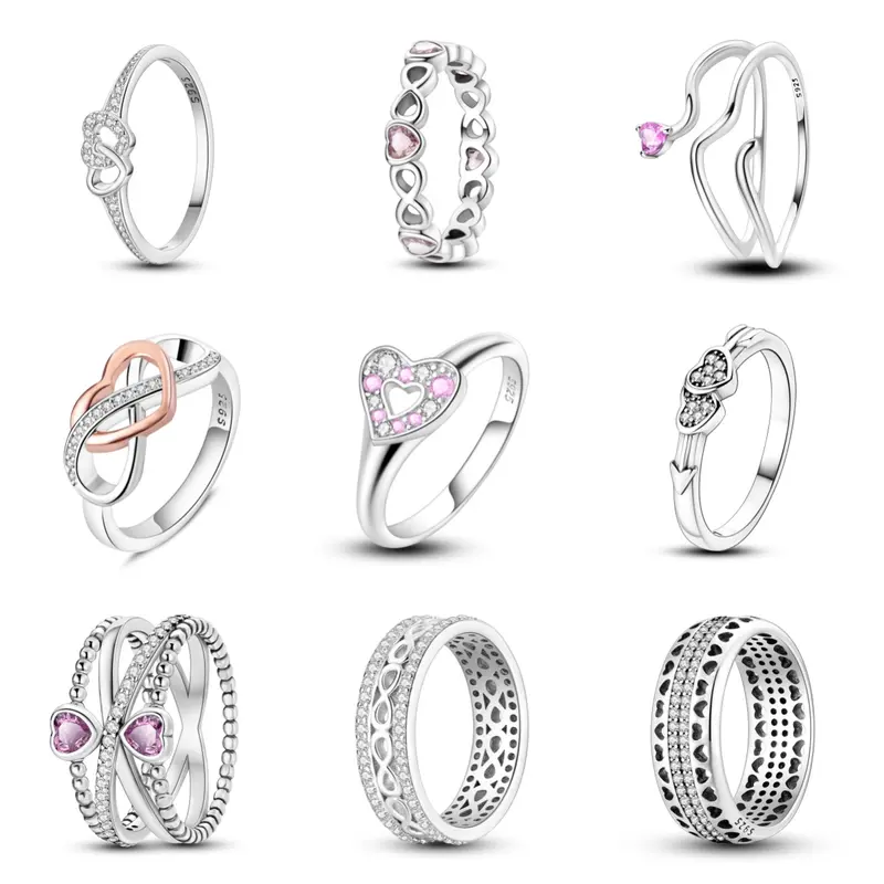 MULA Infinite Love Collection - Elegant 925 Silver-plated Heart & Love Knot Rings for Women & Girls, Adorned with Sparkling Zirconia, A Timeless Gift for Loved Ones, Anniversary Ring, Elegant Everyday Ring