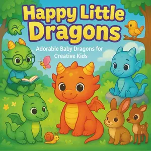 Happy Little Dragons: Cute and Easy Dragon Coloring Book for Creative Kids